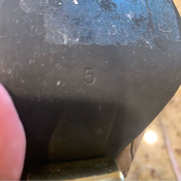 Jeffrey Campbell Compass Tan Patent and Gold Heel Pointed Toe Boots Size 5 - Picture 10 of 10